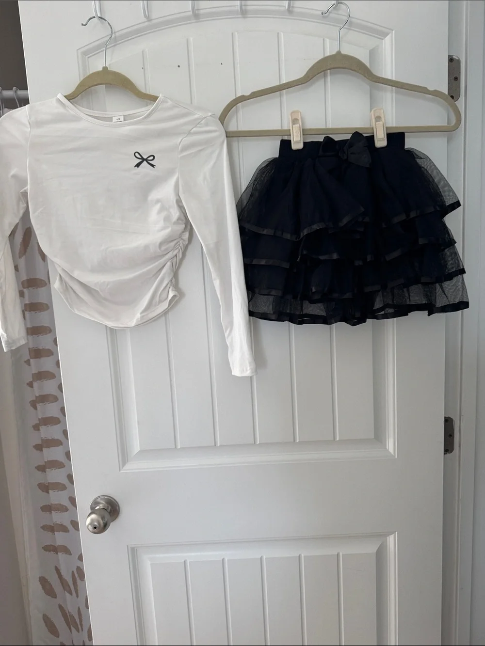 SHEIN Black Layered Tulle Skirt with Bow Accent